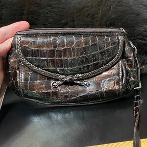 Vintage Brighton Brown Crocodile patterned leather Women's crossbody Bag